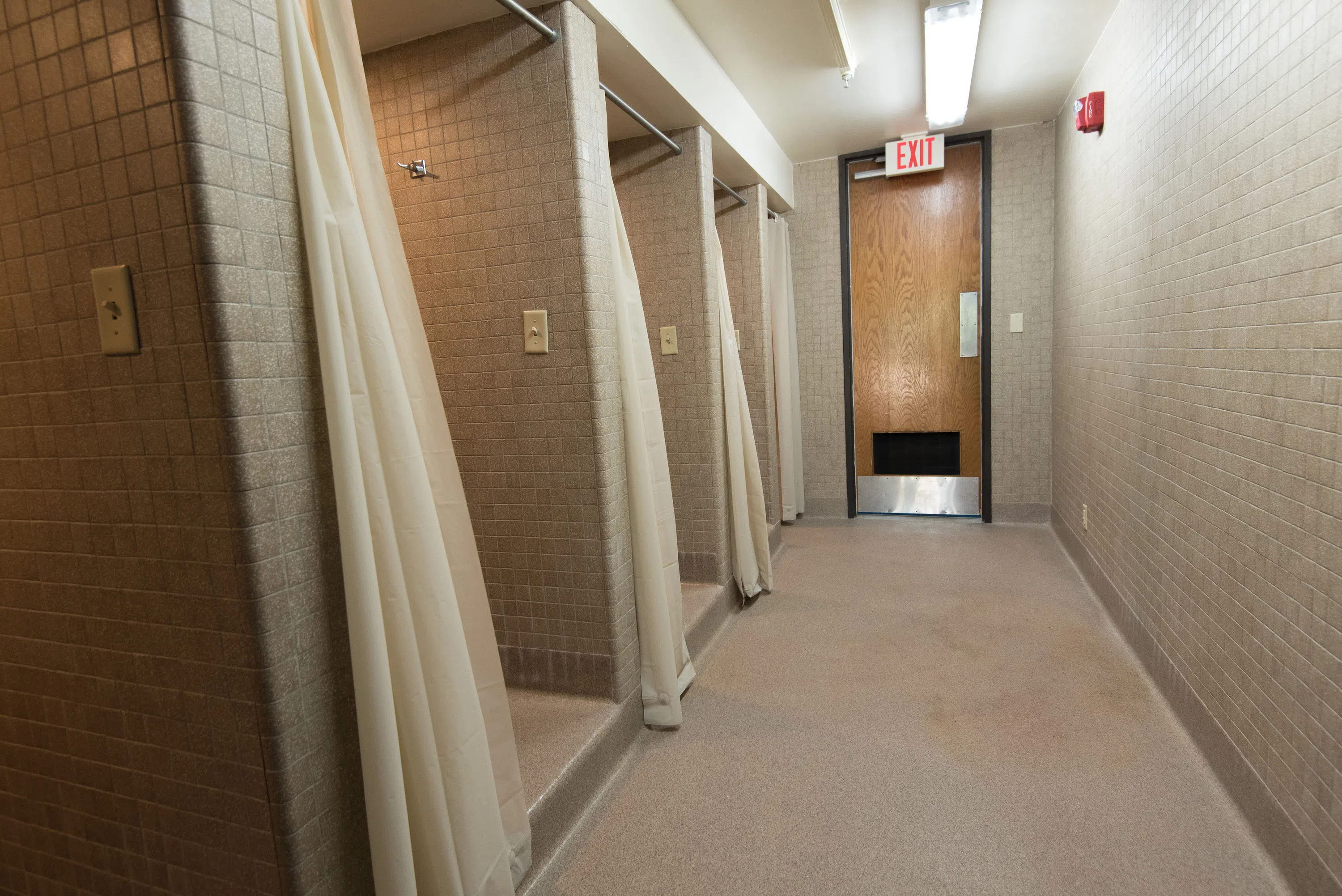 Each wing in Mouton Hall has a shower hall area. 