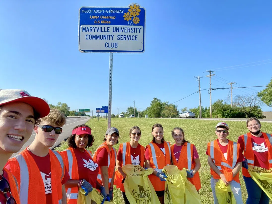 Students and staff volunteer for MO Adopt-a-highway.