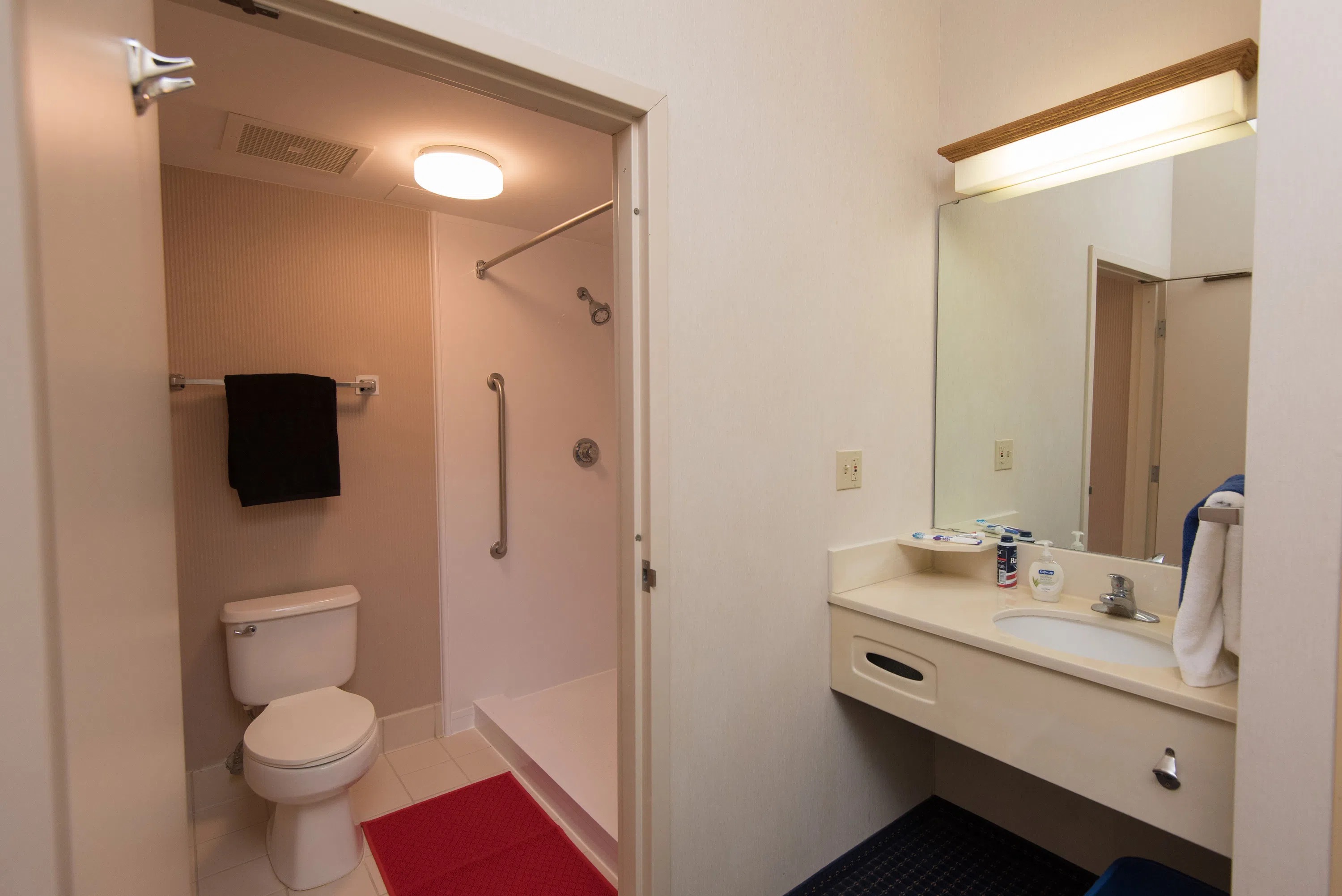 A look at the sink and toilet/shower set-up in each Potter Hall room. 
