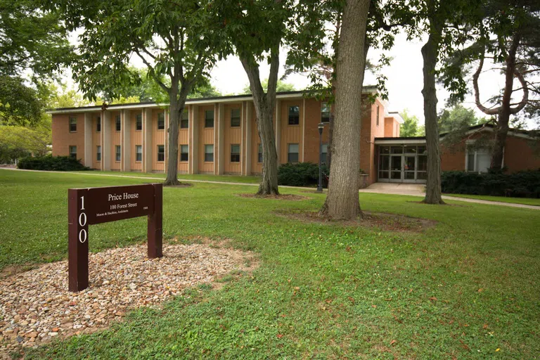 An exterior view of Price House on a sunny day