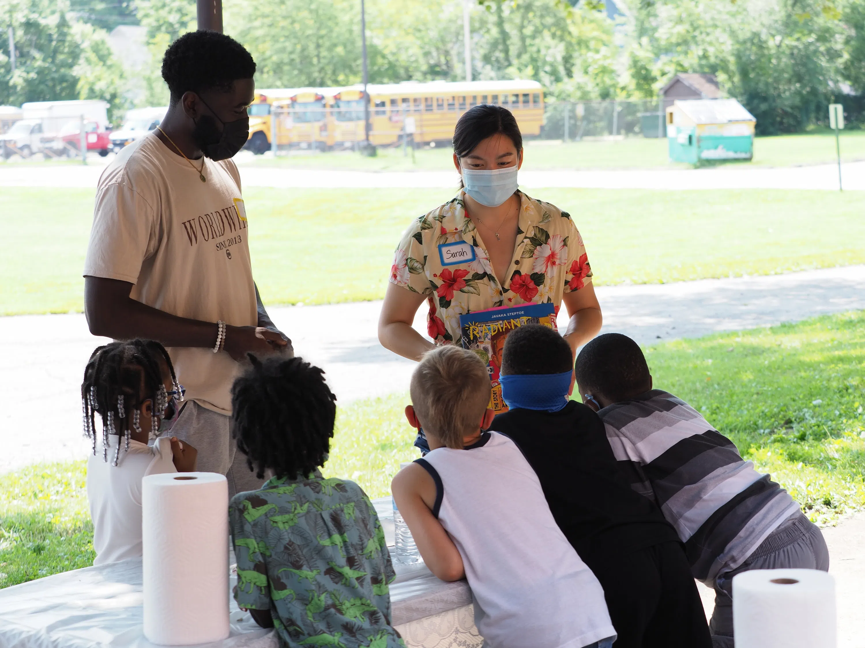 Oberlin's Bonner Scholars hold an outdoor summer education program with young children