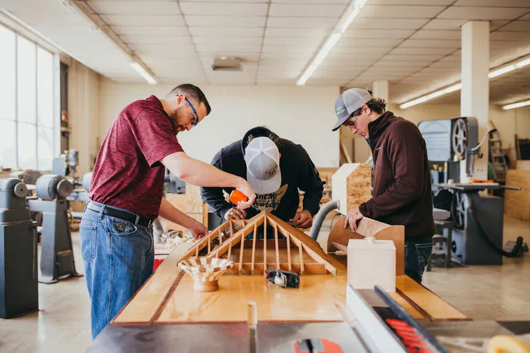 Students woodworking in Carter Hall