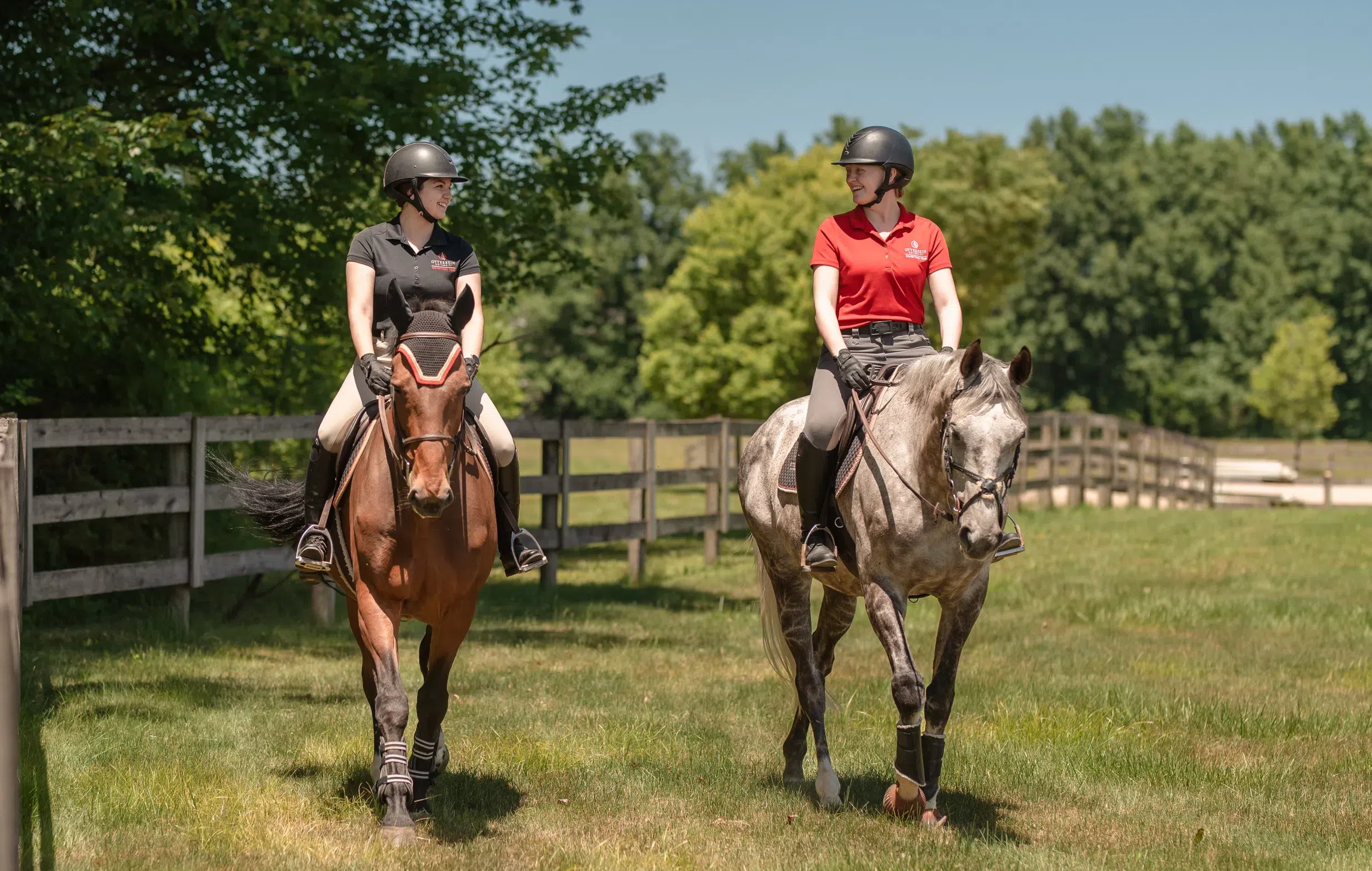 Two riders at Otterbein's Outdoor Arena
