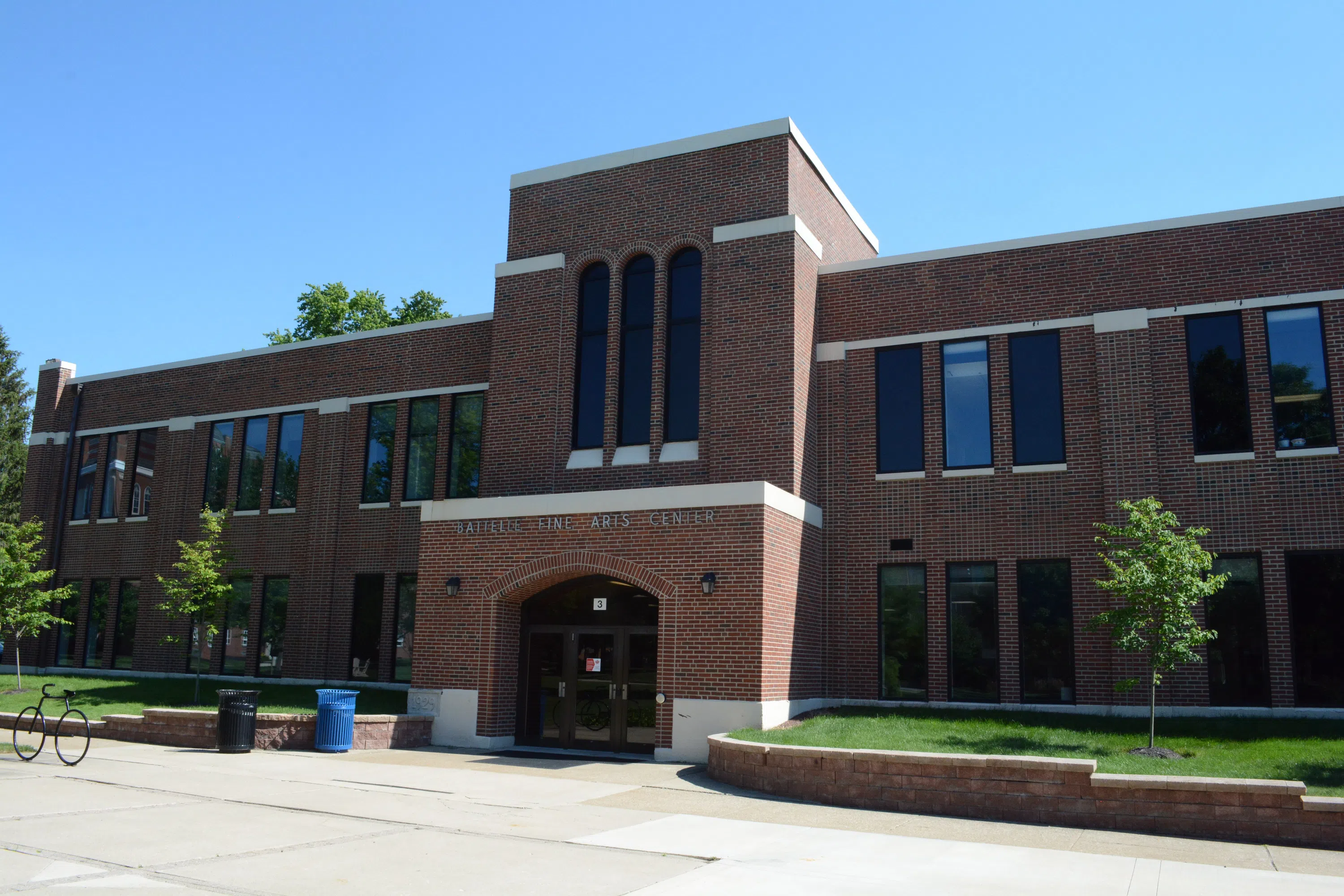 Front view of Battelle Hall, home of Otterbein's Music Department and auditorium.