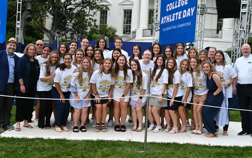 Students posing for a photo in a large group