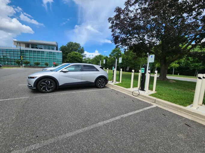 4 Electric Vehicle charging stations is Parking Lot I