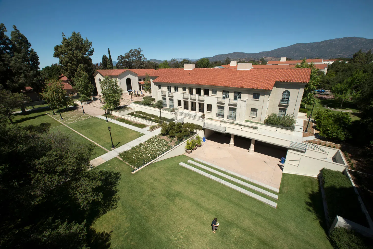 Aerial view of Smith Campus Center during the day