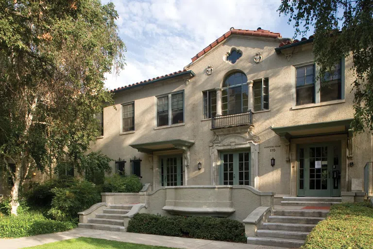 Front view of Harwood Court with tree on the left