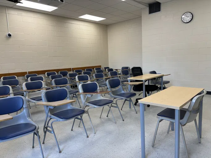 A typical classroom set up in Armitage Hall 