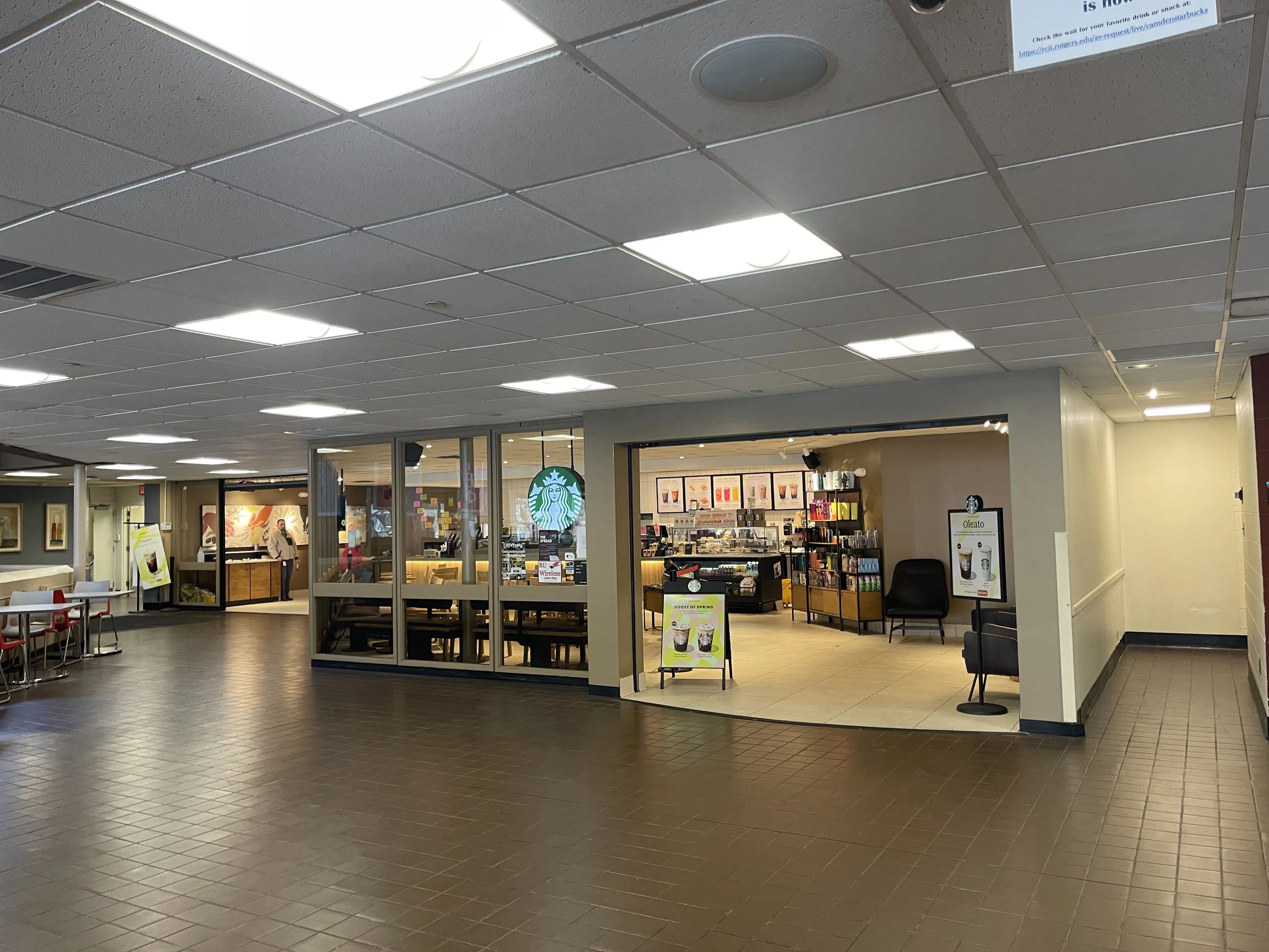 Starbucks is located in the Campus Center.