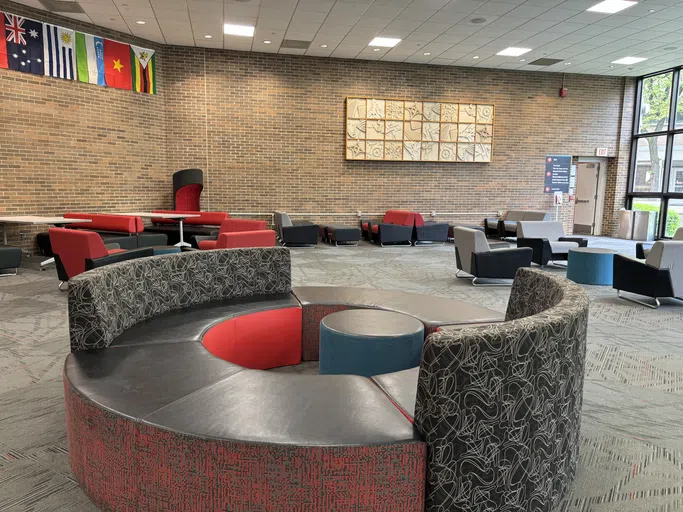 The Scarlet Lounge is our main lounge on campus.