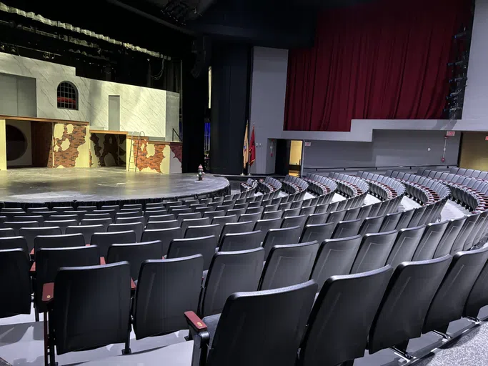 Ample seating faces the stage.