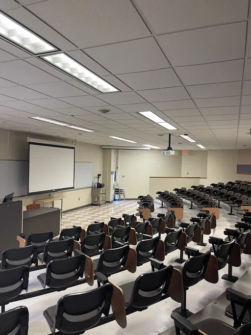 A larger classroom in Armitage Hall.