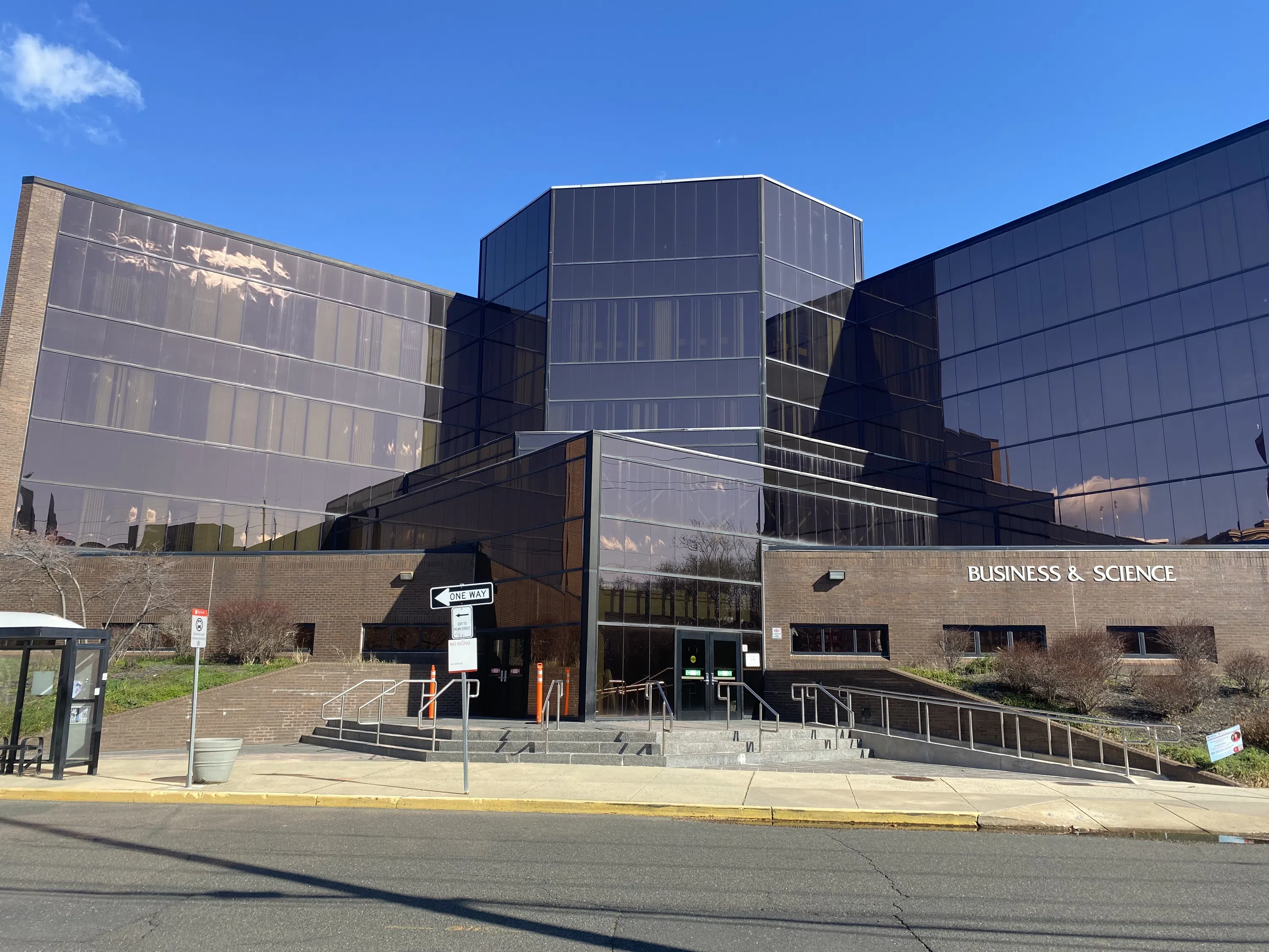 The exterior of the Business and Science Building.