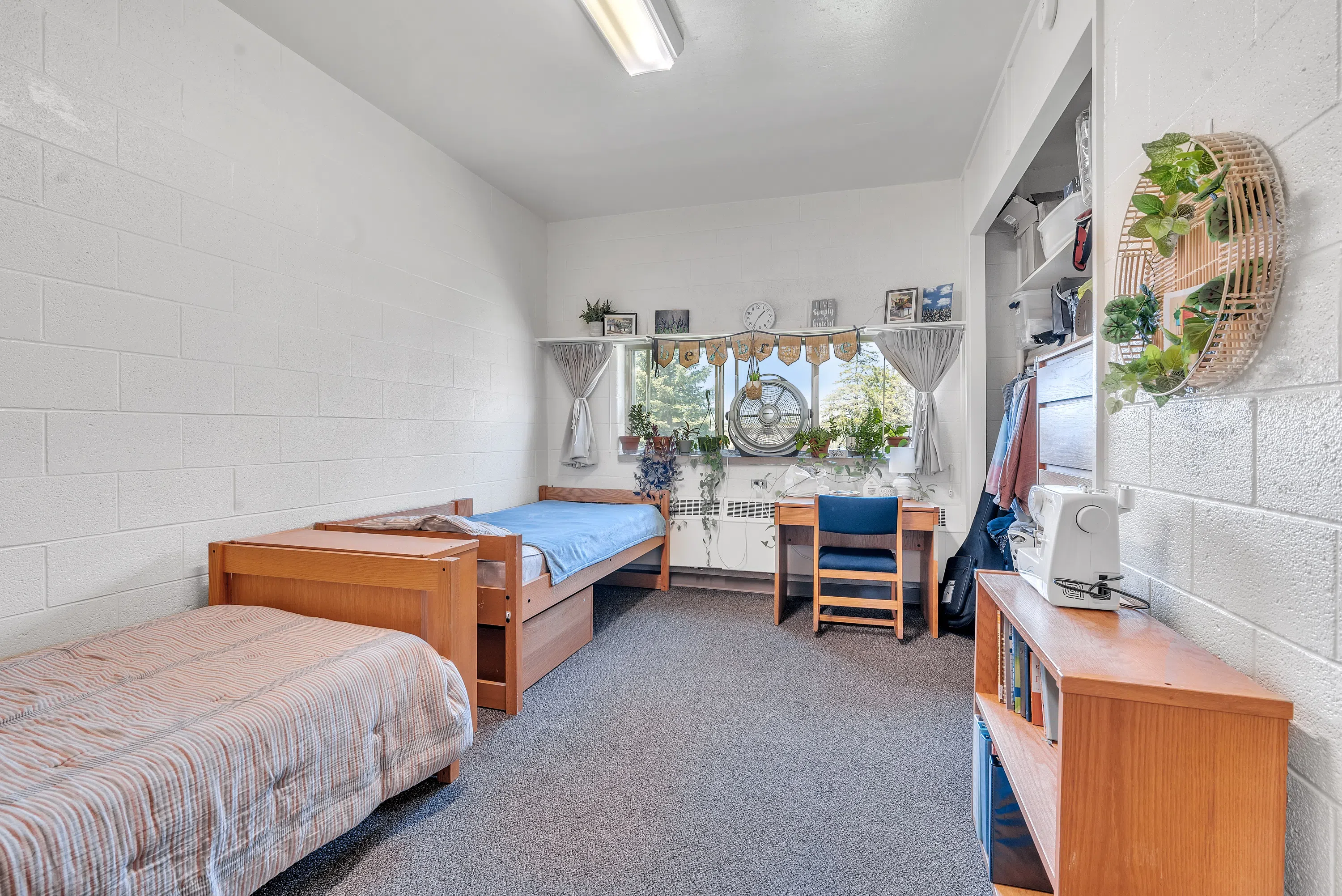 Women's residence hall room in Lowell Hall