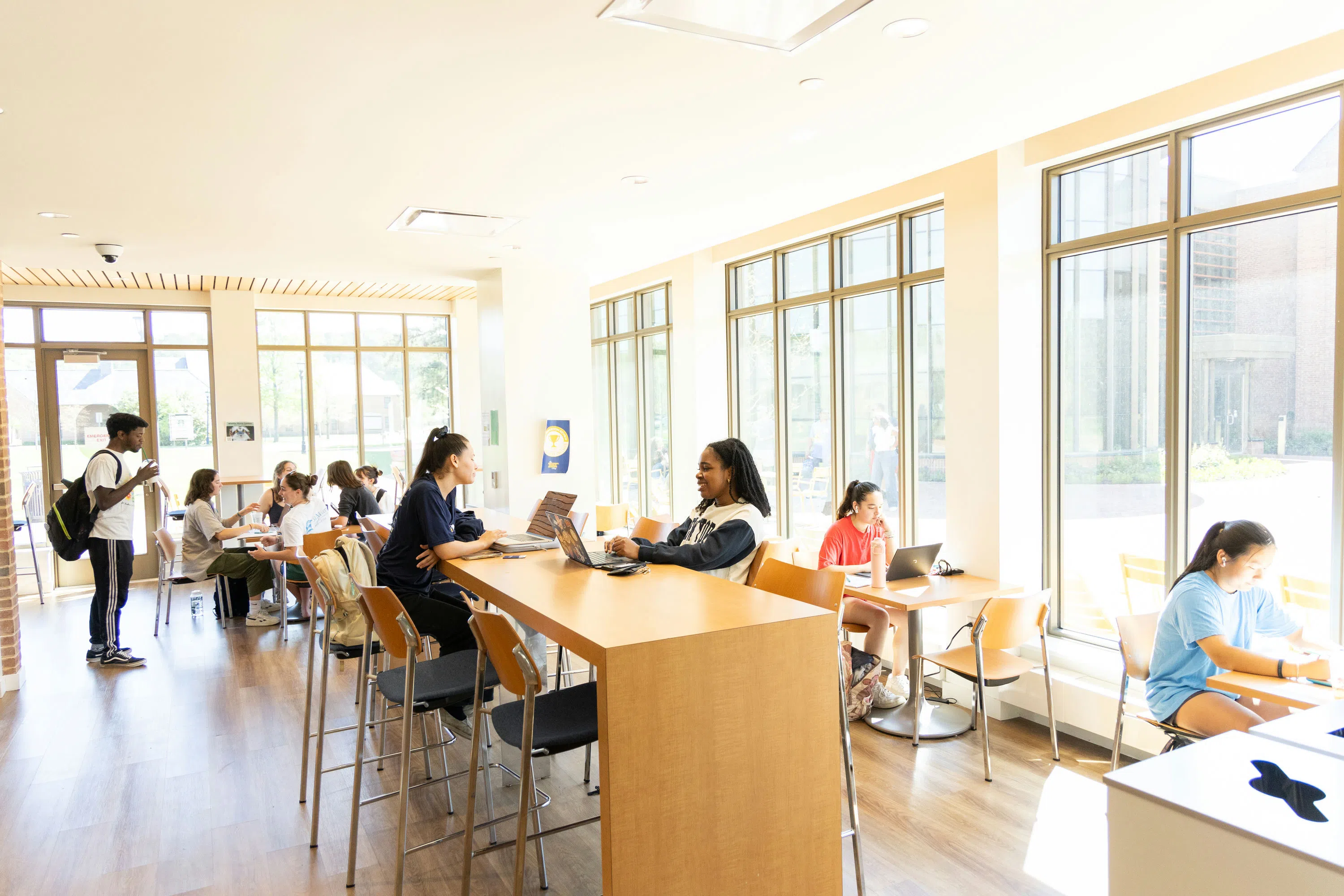 Students at Brew'd Awakening cafe