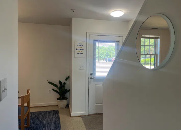 Interior shot of the front door to a townhouse