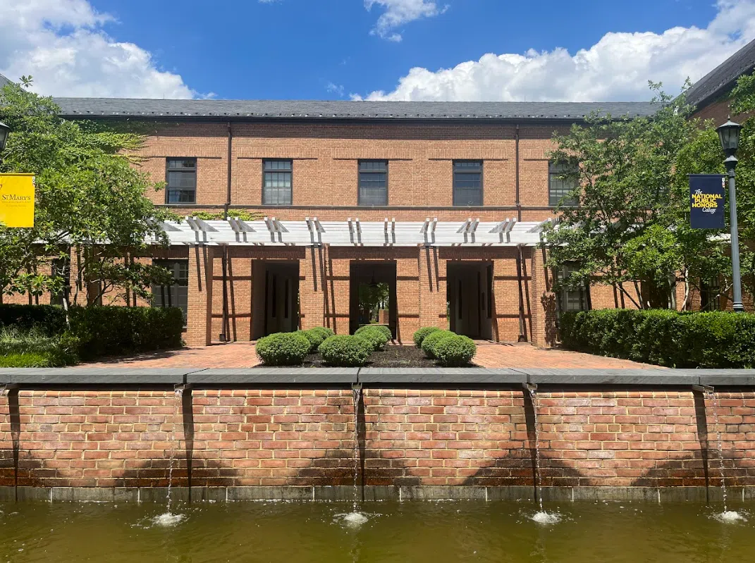 Goodpaster Hall courtyard and fountain