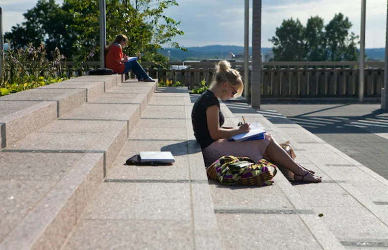  Studying On Tisch Library Roof