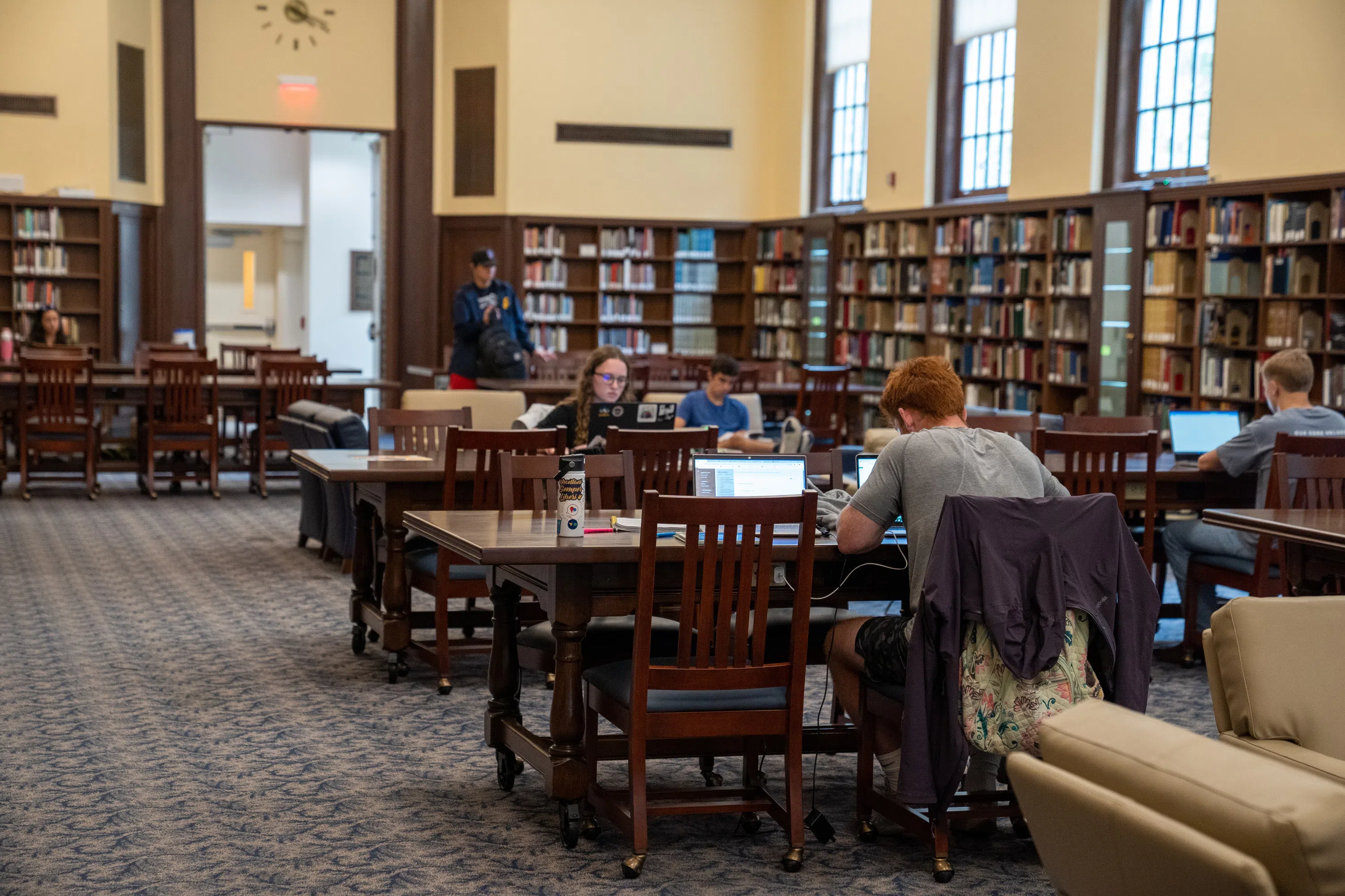 Students study in the Milano Reading Room. 
