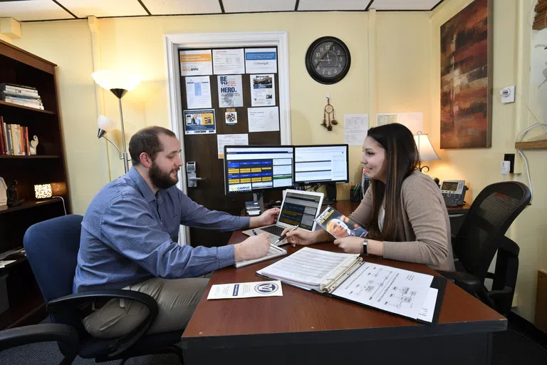 A student attends a WVU advising appointment. 