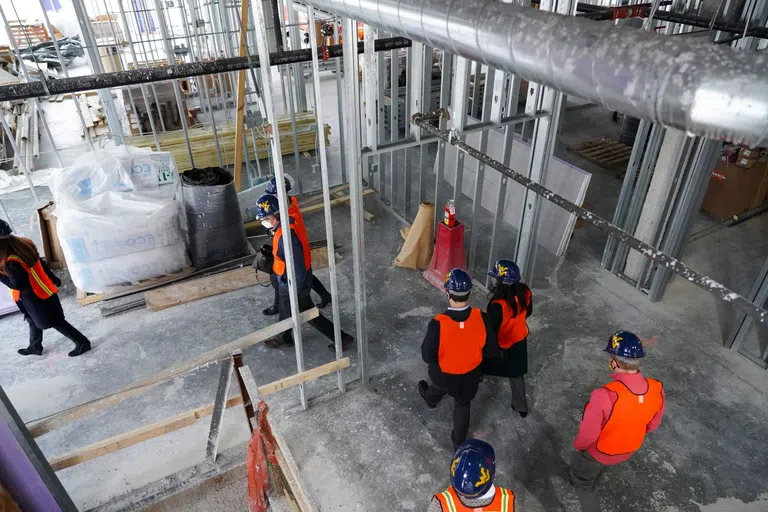 WVU Officials Visit the Construction Site of Reynolds Hall opening Spring 2022 