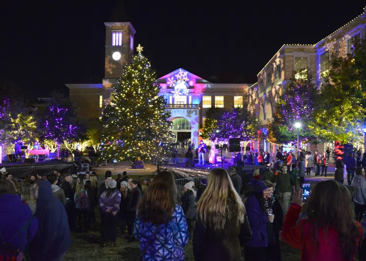 An annual tradition, the Commons hosts the TCU community to light the Christmas Tree together