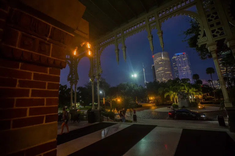 Plant Hall veranda at night