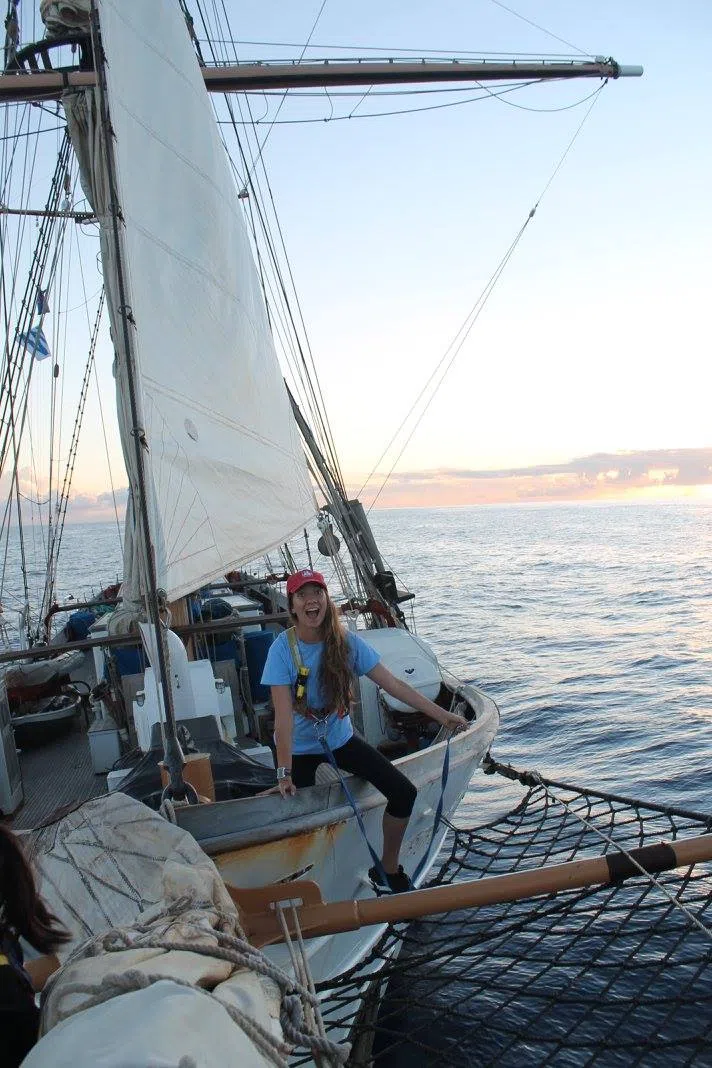 Student on sailboat