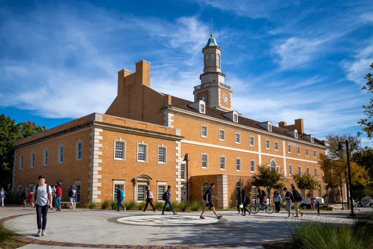 Exterior of Hurley Administration Building on a sunny day