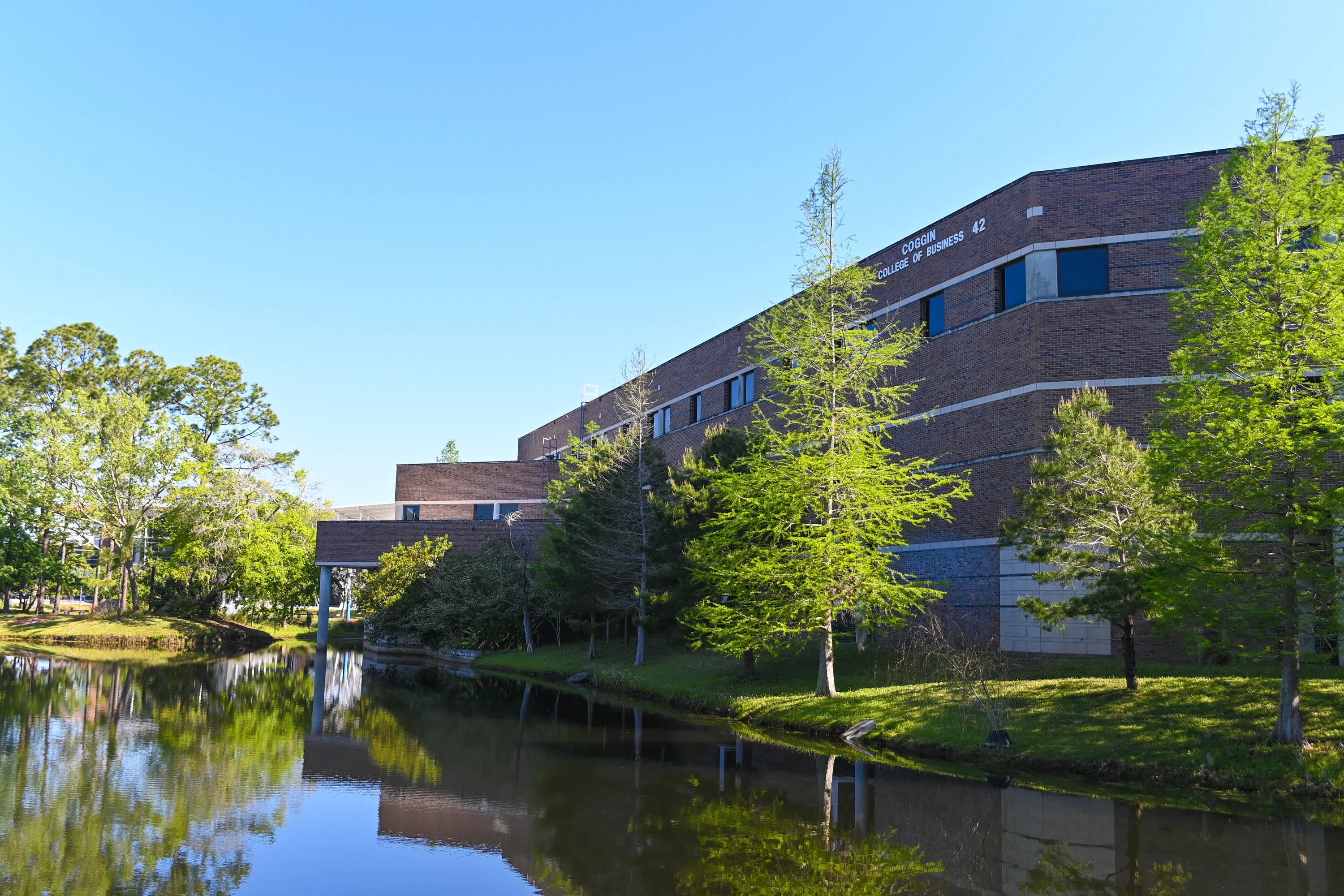 The side exterior of Coggin College of Business