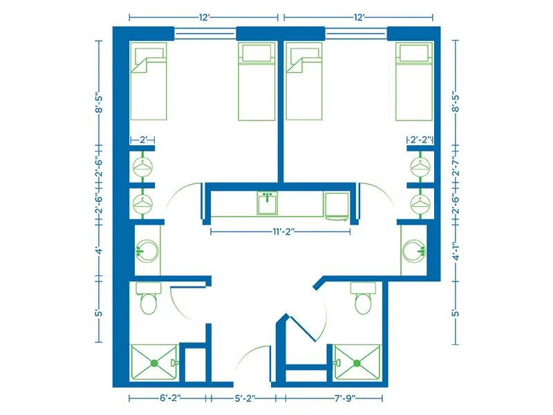 Heritage Hall Double Room Floor Plan