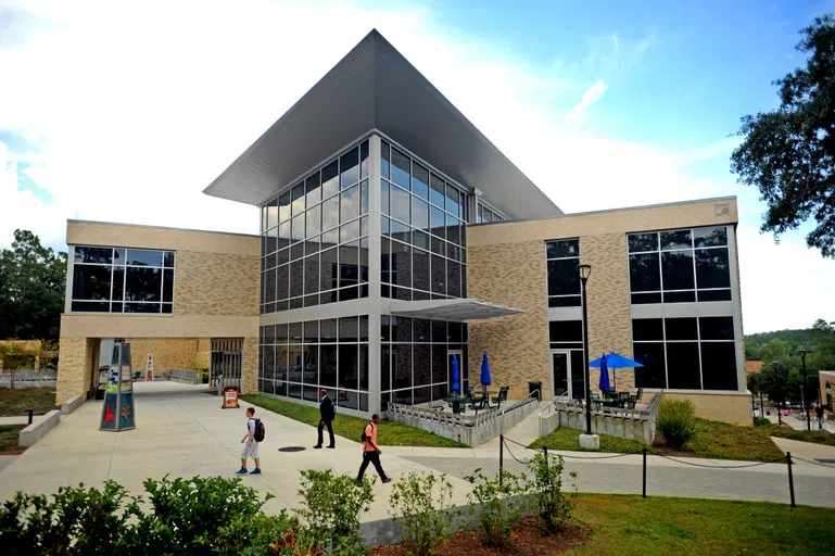 The exterior of the Lewis Bear Jr. College of Business. 