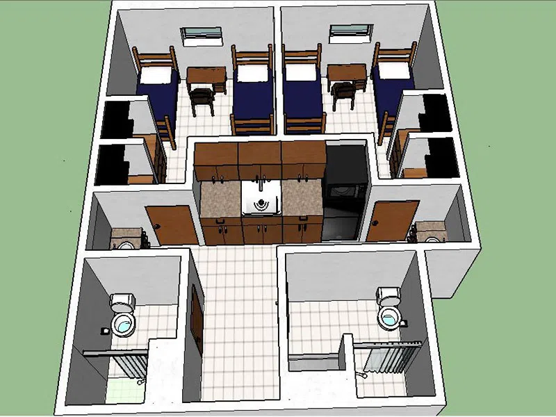 Heritage Hall Double Room 3D Rendering