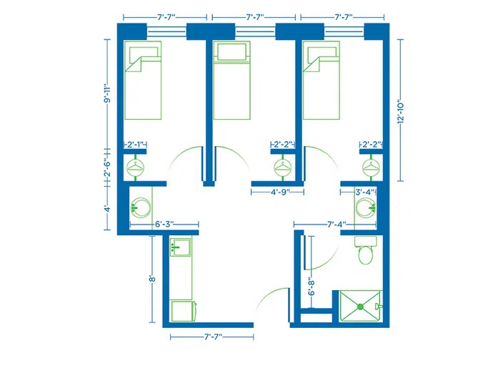 Heritage Three Single Suite Floor Plan