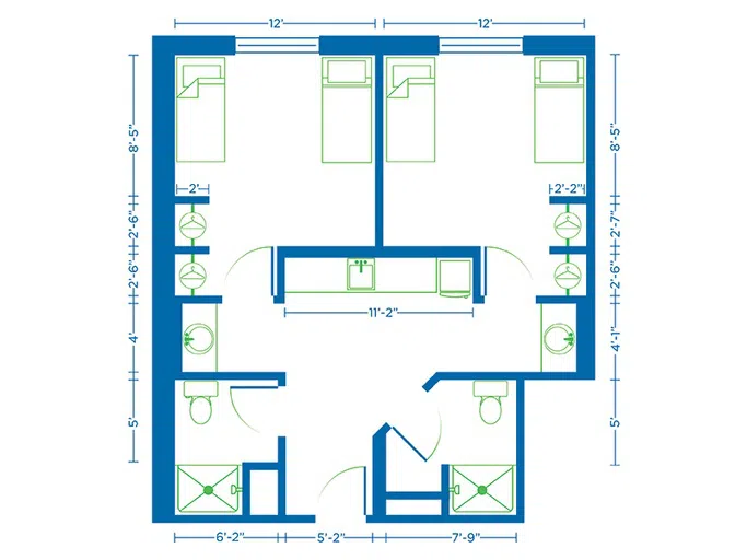 Heritage Hall Double Room Floor Plan