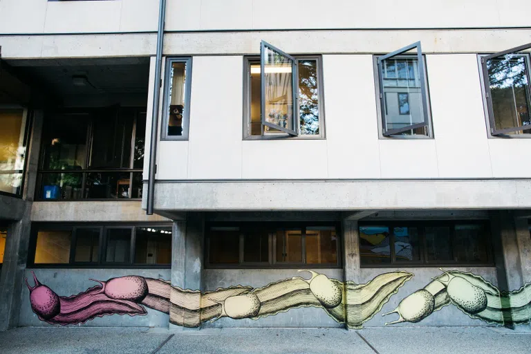 Building Exterior with a mural