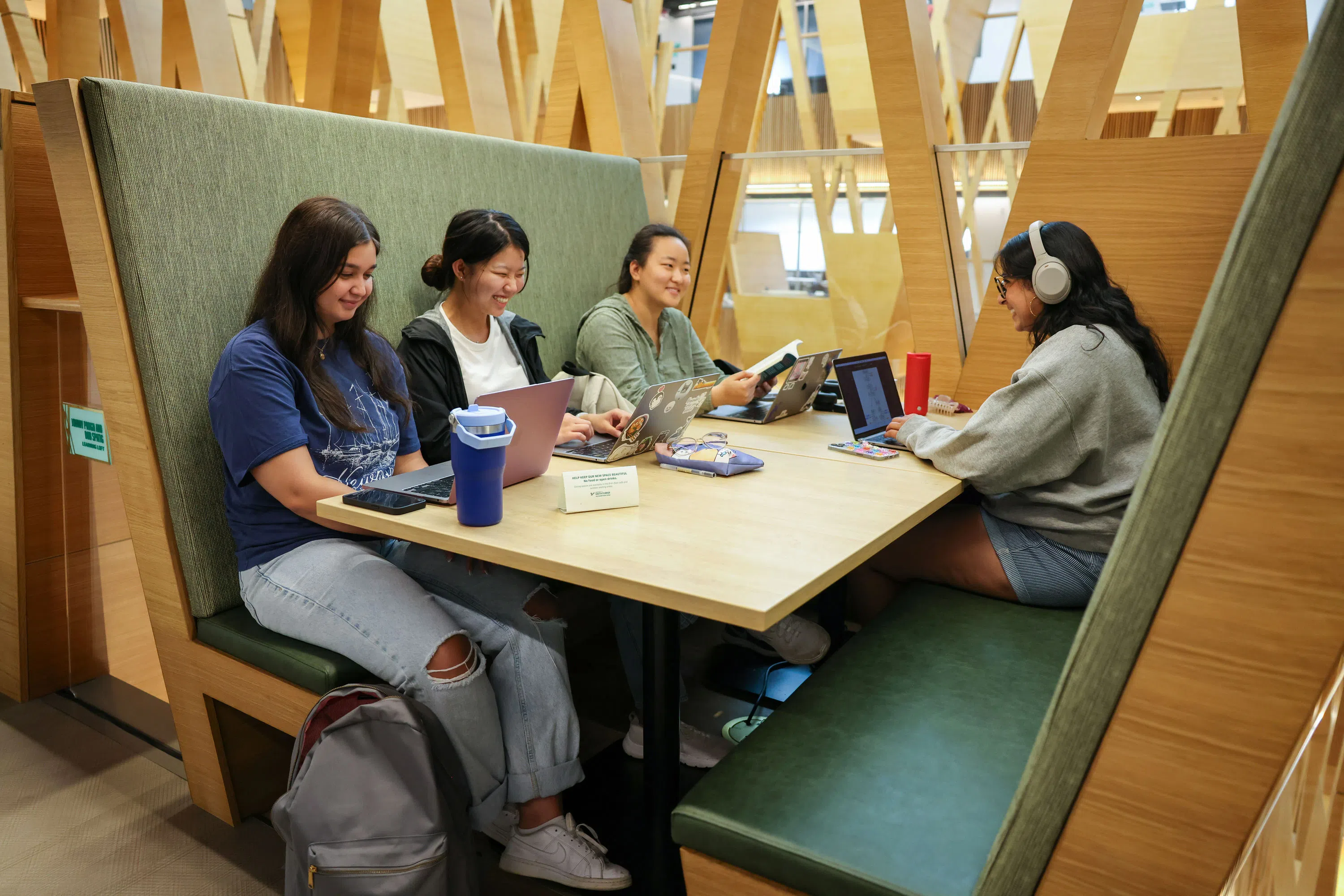 Students studying in a learning loft.