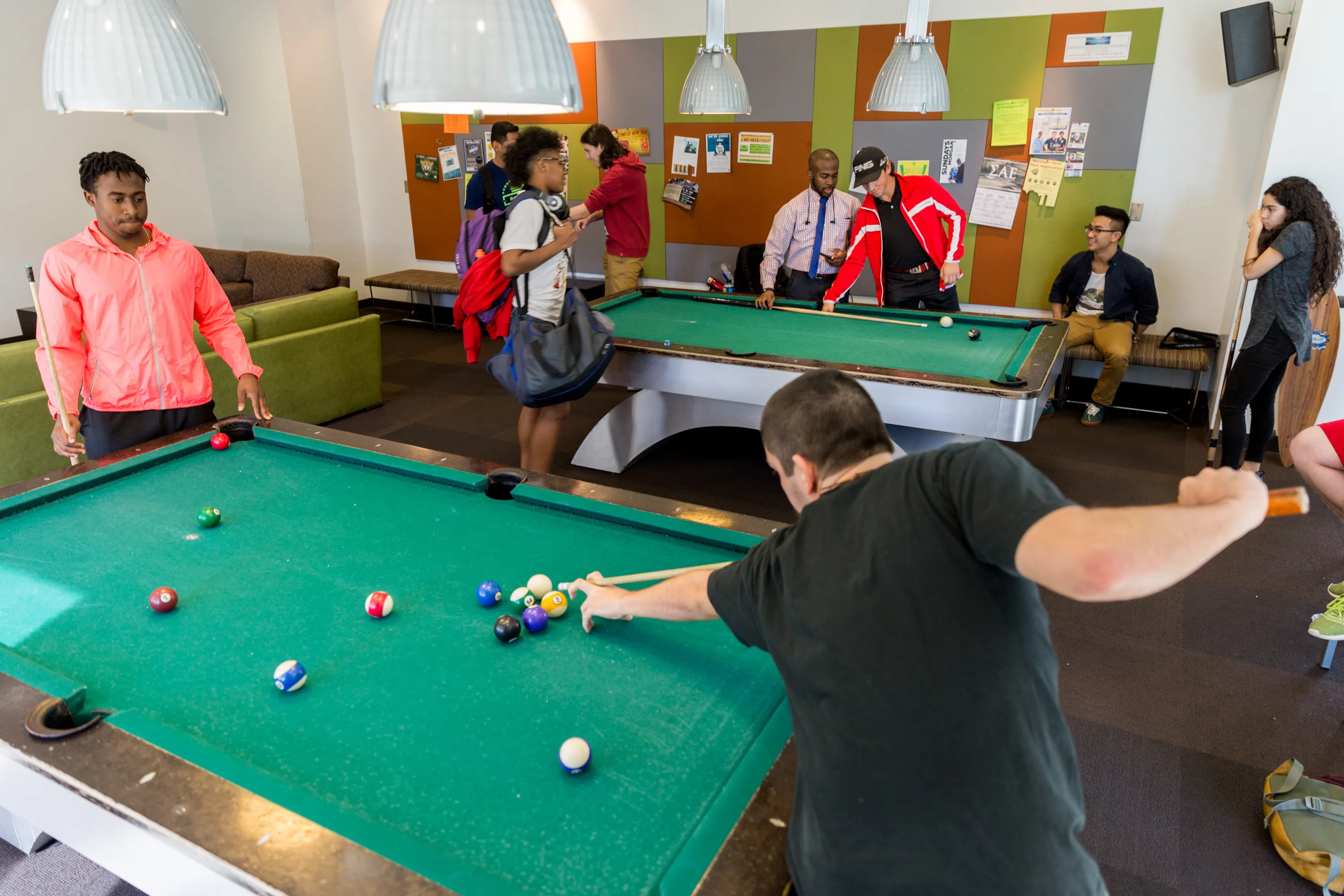 The Leo’s Den located in the Abraham Campus Center, is a lounge where students can play pool, board games and foosball, watch television, study or just relax.