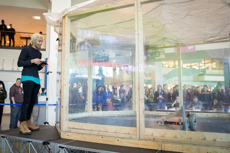 Students from various engineering-based student clubs build their own bot, or improve one from previous years during Bot Wars in the Student Union.