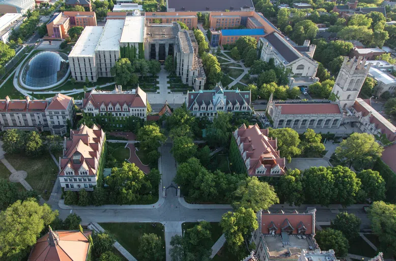 Aerial view of the UChicago campus