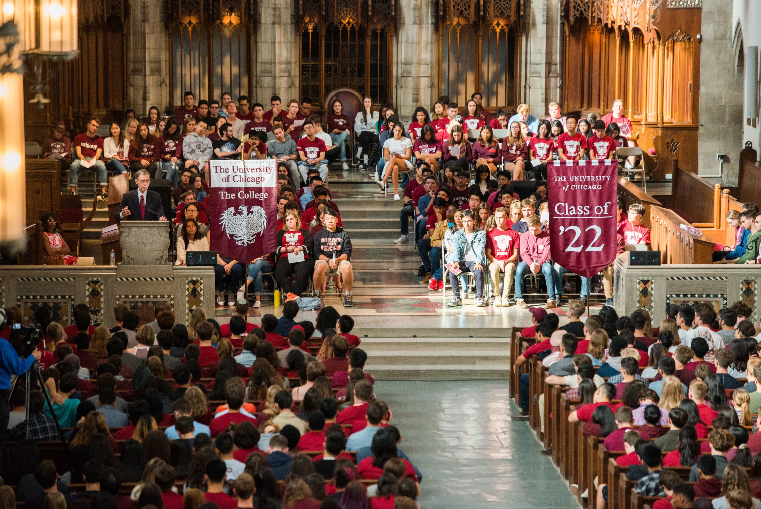 Rockefeller interior, crowded with students for Convocation