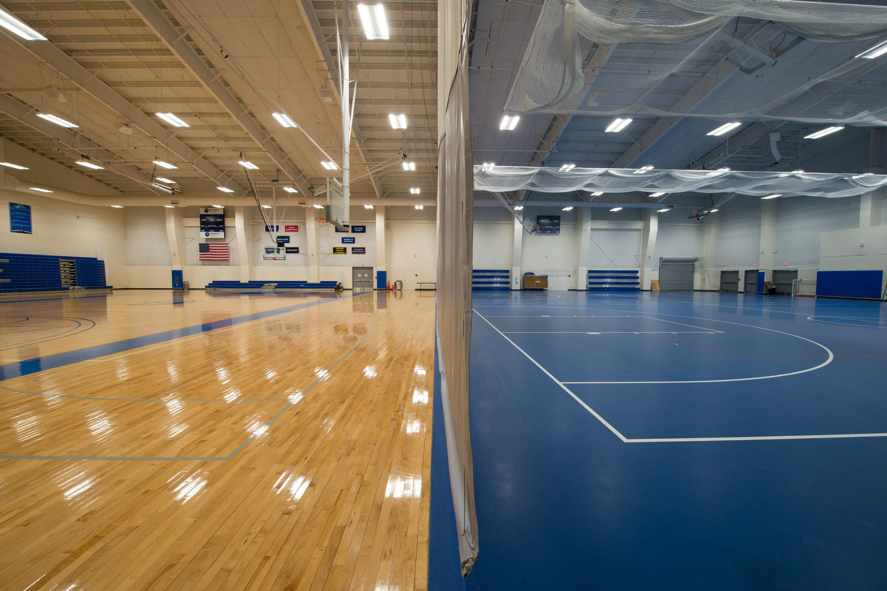Basketball and practice courts in Alfond Forum