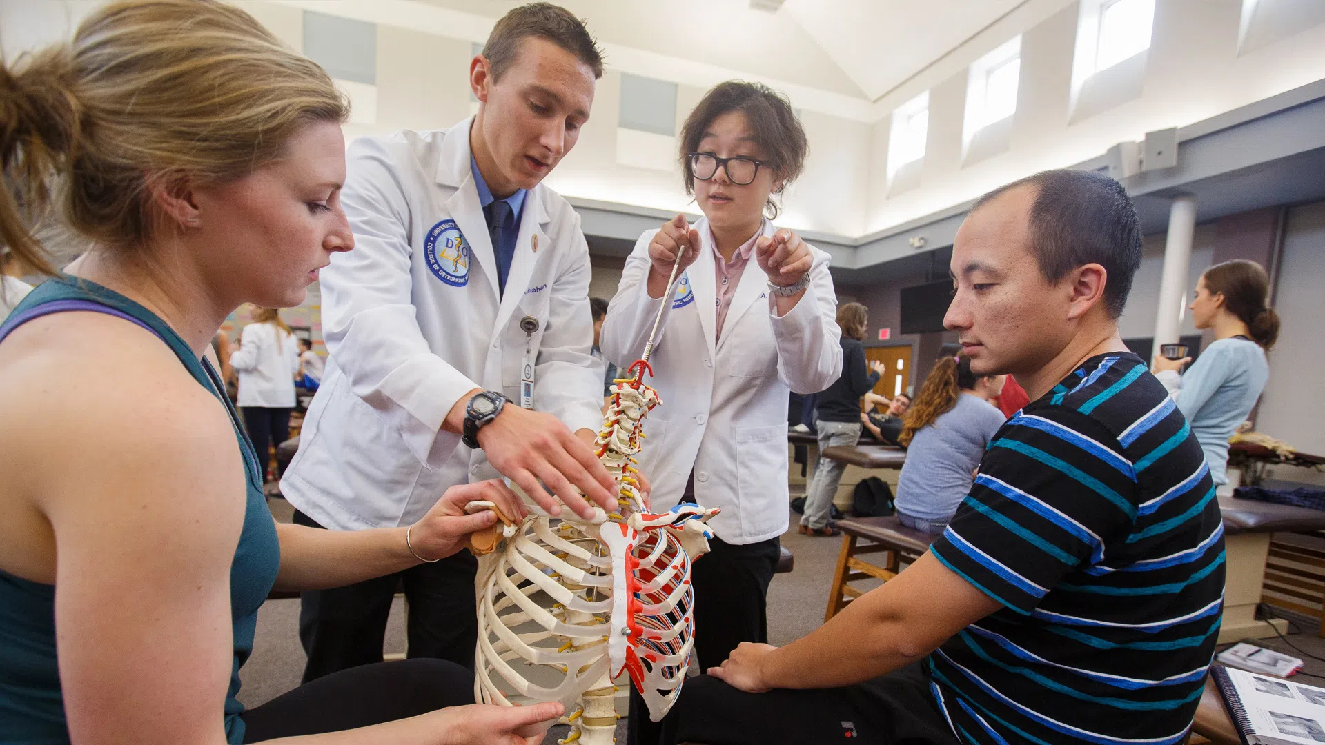 Medical students in the Osteopathic Medicine Skills Lab