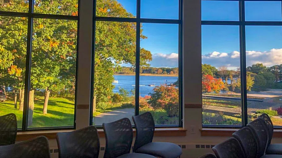 Presentation room in the Office of Undergraduate Admissions