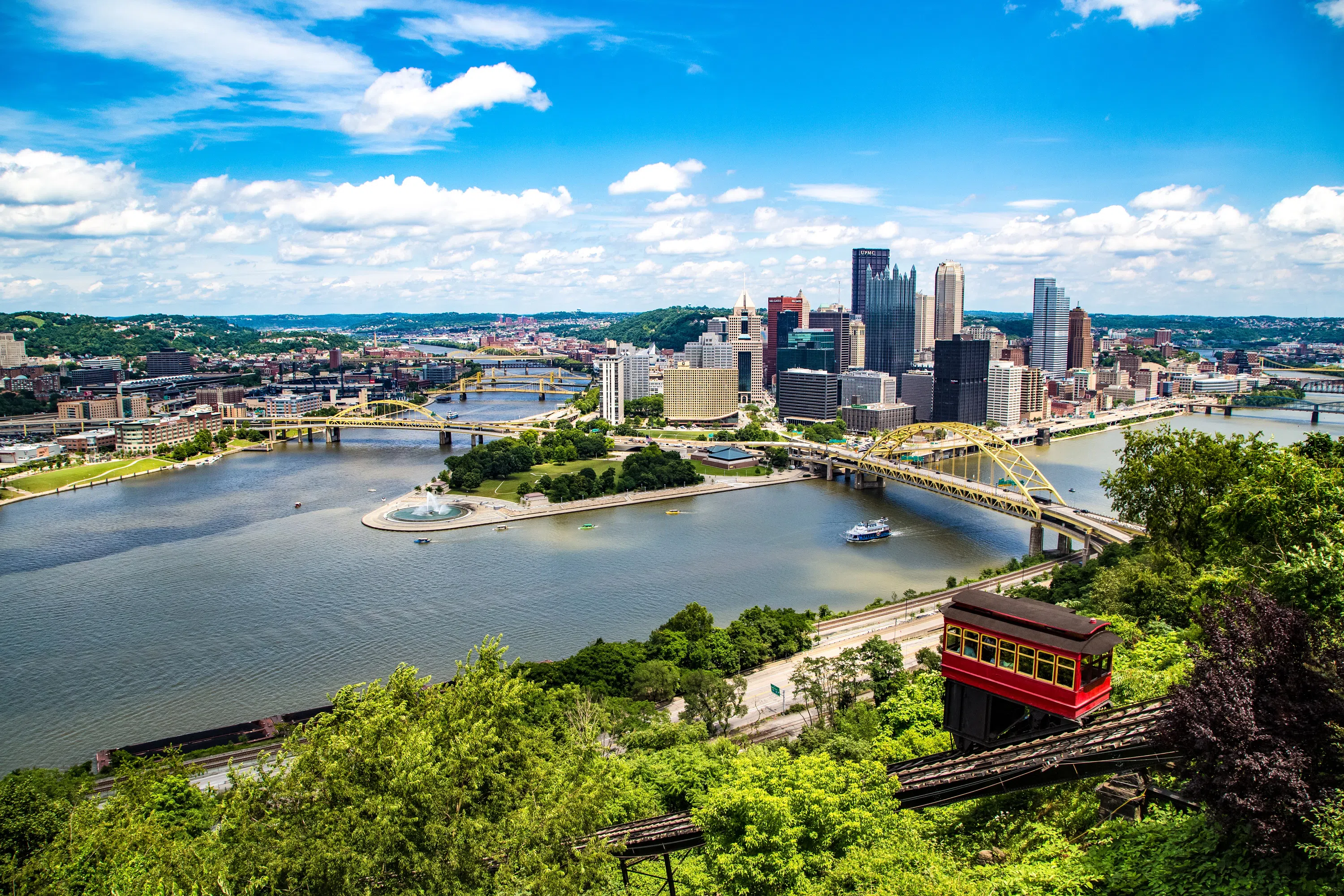 view of downtown Pittsburgh and incline from Mt. Washington