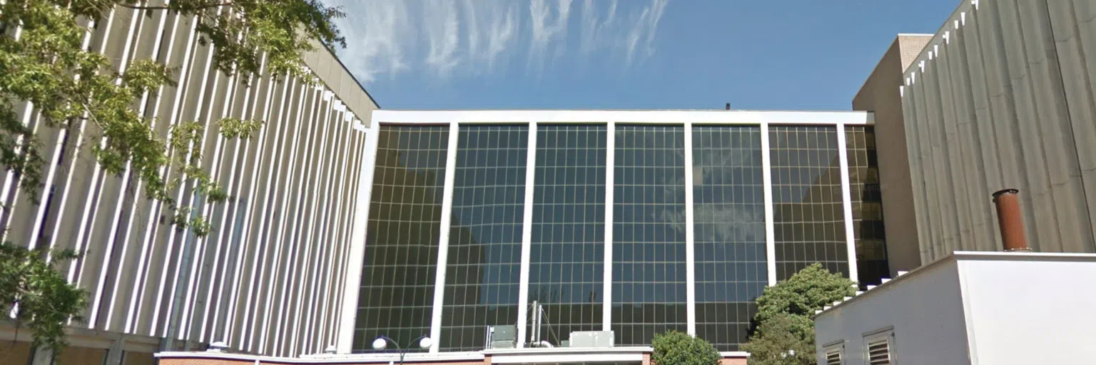 View of the side of the Earth and Water Sciences Building during the day