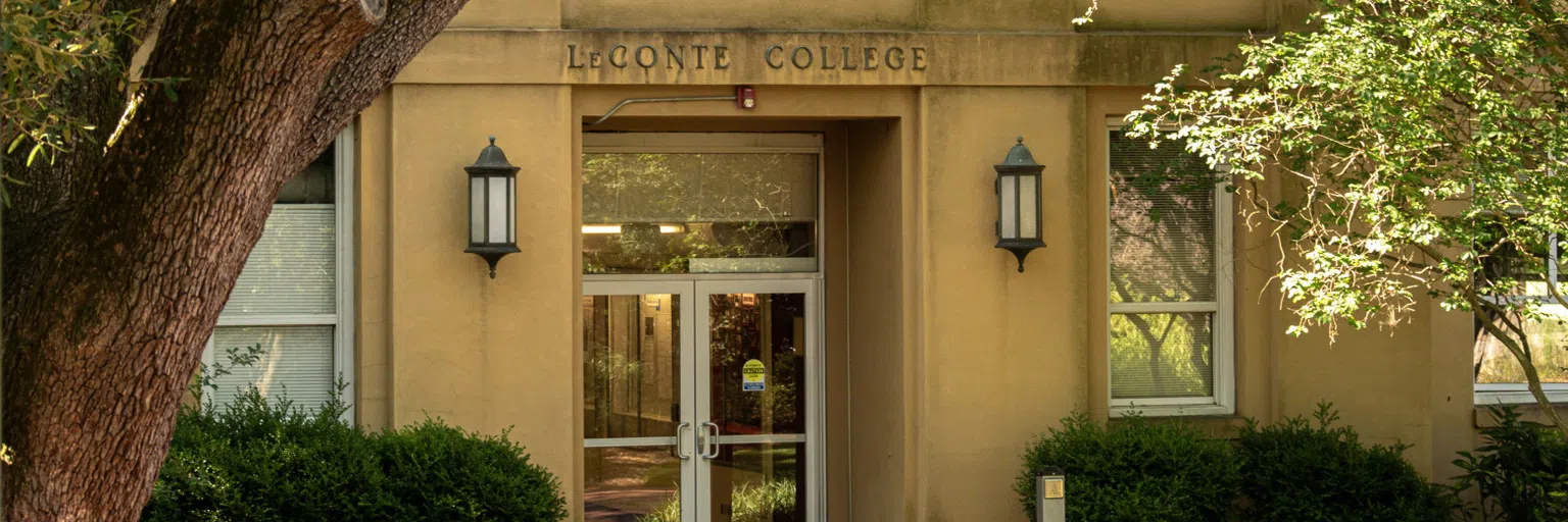 View of the front entrance of LeConte College during the day