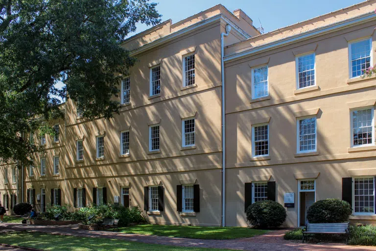 View of the front of Harper/Elliott during the day