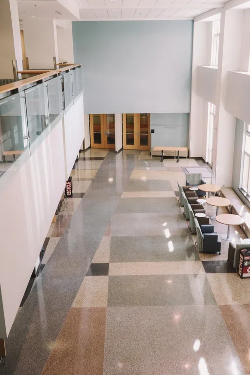 View of the lobby of the Public Health Research Center